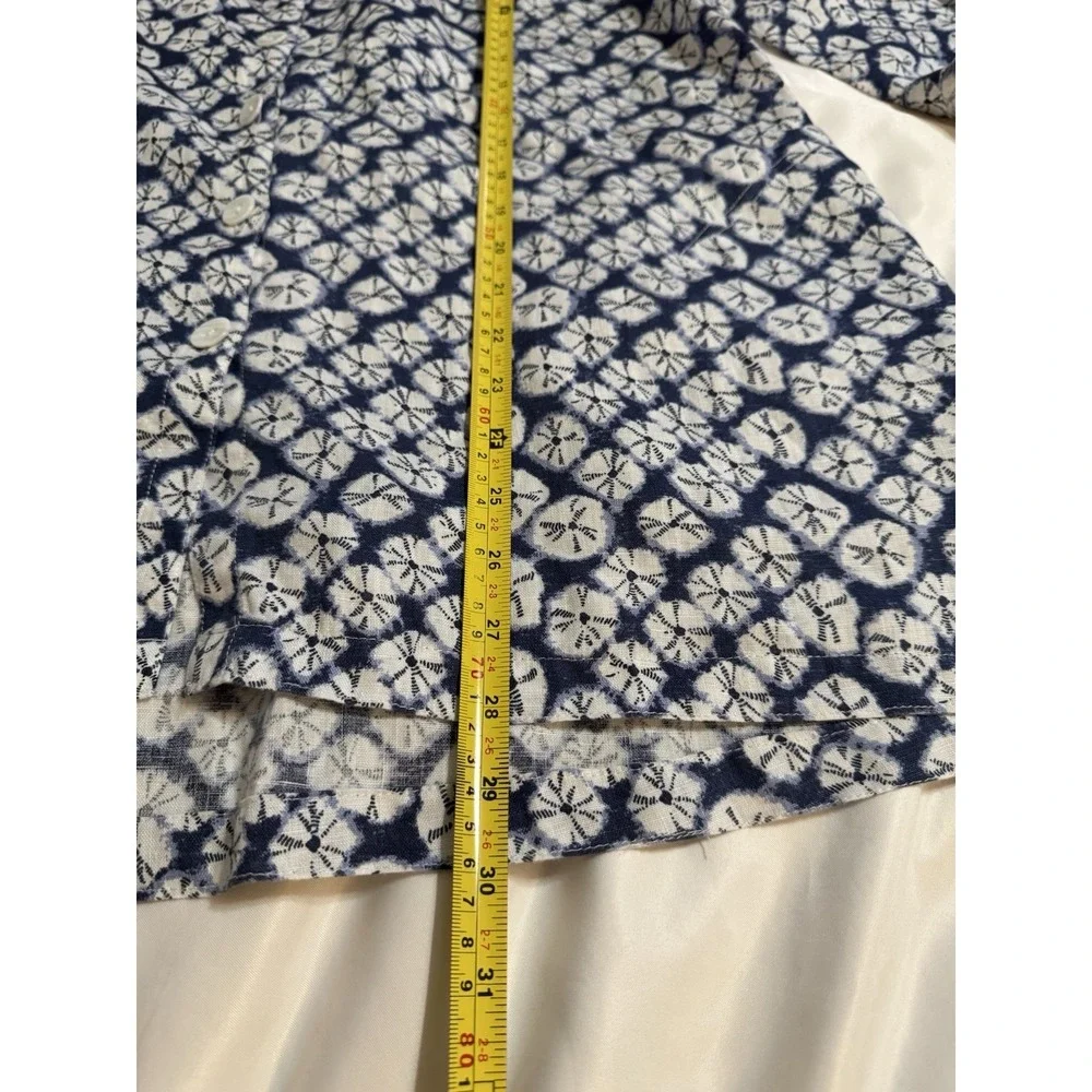 John Mark Women's Linen Tunic Top Small Button Up Pockets Roll Tab Coastal Beach - Picture 8 of 11